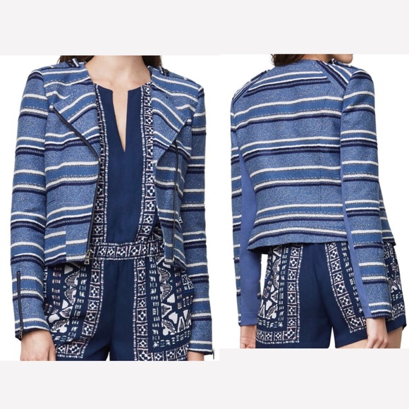 BCBG Jackets & Blazers - BCBGMaxazria Novak Striped Moto Jacket
